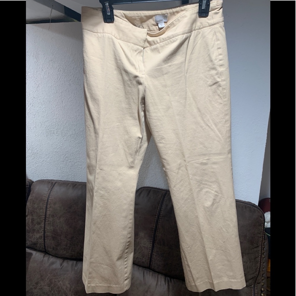 Caslon Nordstrom Chino Pants Size 2 Straight Leg Roll Hem Ankle Length Beige B50